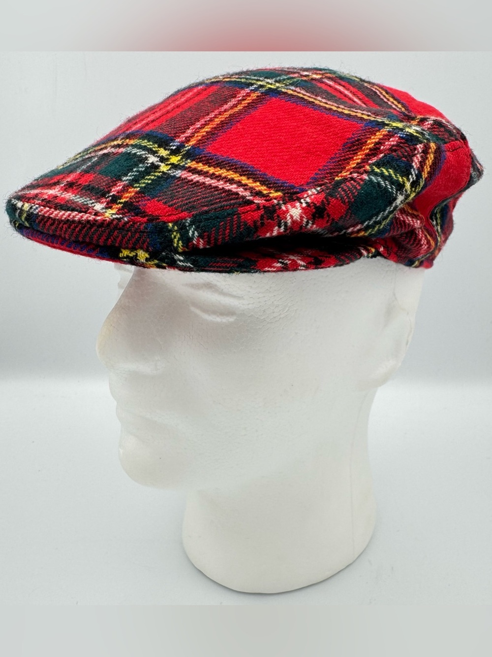 VTG LL Bean 100% Wool Plaid Tartan Newsboy Hat Flat Cap Made in England SZ  M